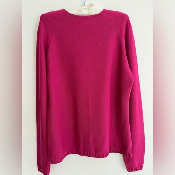 ALESSIA Knitwear Fine Knit Pullover Sweater Made Italy Leather Trim Barbiecore - Picture 1 of 13